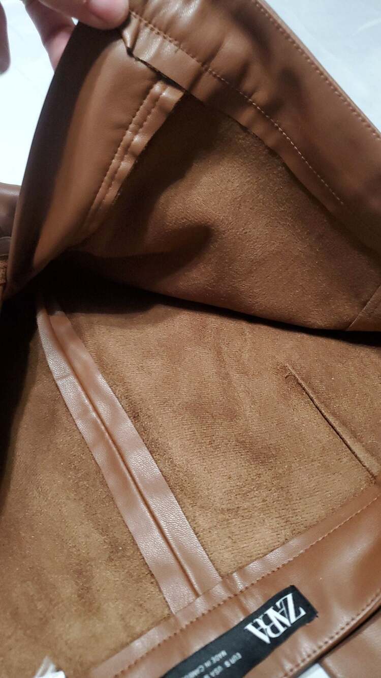 Zara Faux Leather Flared Leggings with Zippers - Picture 4 of 5